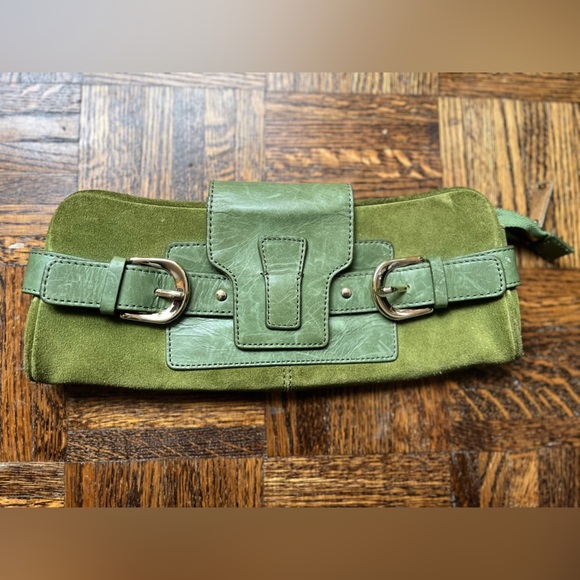 Banana Republic Green Cow Leather Clutch - Picture 1 of 14